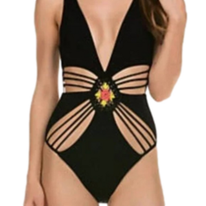 Isabella Rose Black Peek-A-Boo One Piece
